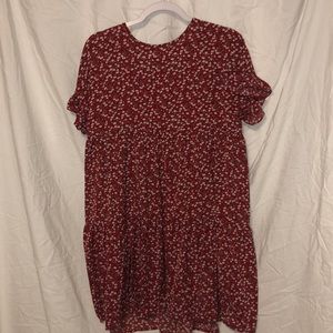 Red floral babydoll dress